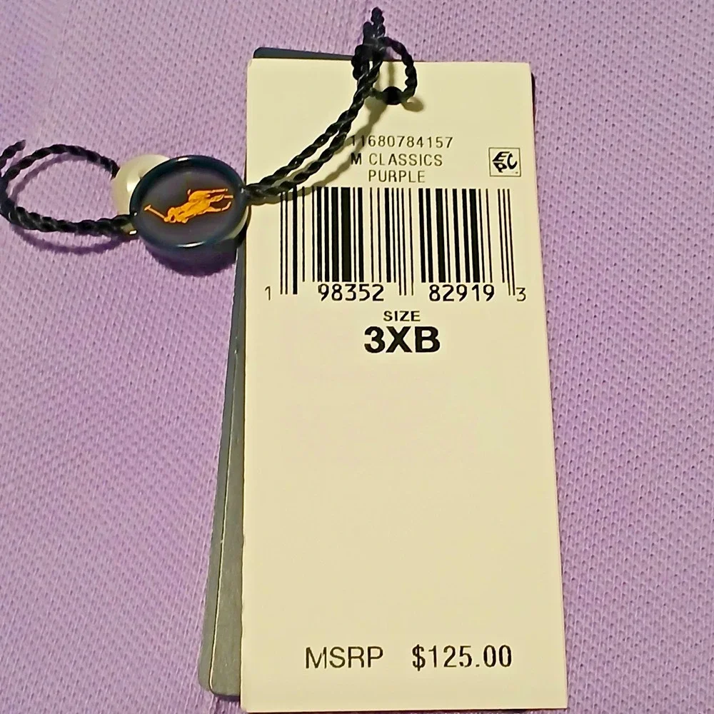 Polo Ralph Lauren Polo Shirt Mens 3XB BIG Purple Solid Casual‎ Short Sleeve